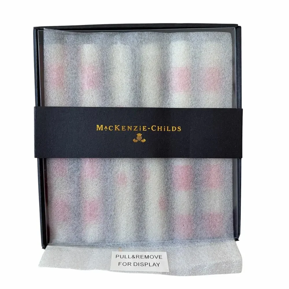 NEW Mackenzie Childs Pink Mini Dinner Candles, Set of 6
